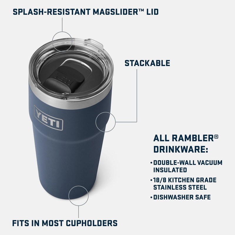 YETI Rambler 20 oz Stackable Tumbler, Stainless Steel, Vacuum Insulated