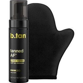 b.tan Kit de autobronceador oscuro Paquete de espuma bronceadora oscura con aplicador de guante autobronceador, bronceador 100% natural sin sol, bronceado rápido, sin olor a bronceado falso