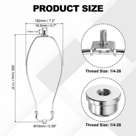 YOKIVE 11.5 Inch Lamp Harp, Detachable Lamp Shade Holder with 3/8 Standard Saddle and Lamp Shade Finial Heavy Duty Lamp Shade Bracket for Table Lamp Floor Standing Lamps, Chrome