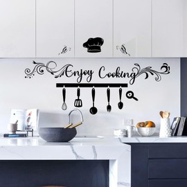 Kitchen Quote Wall Stickers - Removable Vinyl DIY Decor for Kitchen & Dining Room - Peel & Stick Wall Art with Inspirational Quotes for Home Decoration