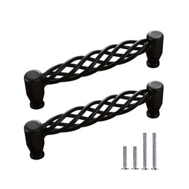 CcHhyyt Pack of 2 Antique Bird Cage Cabinet Handles, Vintage Metal Black Cabinet Handles with Screws, Drawer Handle, Furniture Handle, Door Handle for Kitchen Cabinet, Drawer, Cupboard (128 mm, Black