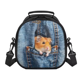 TOADDMOS Hamster in Pocket Lunch Bag Women Lunch Tote Bag Insulated Lunch Pail for Students School Office Picnic Lunch Shoulder Bag