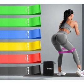 RUISTLI Ligas de Resistencia para Ejercicio 5+1 PCS,Bandas de Resistencia Ejercicio en Casa-Gym,Equipo de Gym para Hombres y Mujeres,Ligas para Ejercicio para Pilates,Yoga,Engrosar el Material TPE