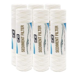 IPW Industries Inc. 10 Micron String Wound Water Filter for Universal Whole House Replacement Cartridge Sediment Filters for Well Water 10" x 2.5" - 6 Pack