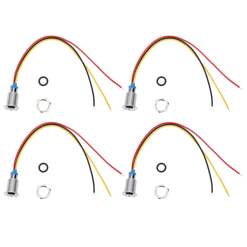 4 Sets PreWired Round LEDs Waterproof 2Color Indicator Common Cathod