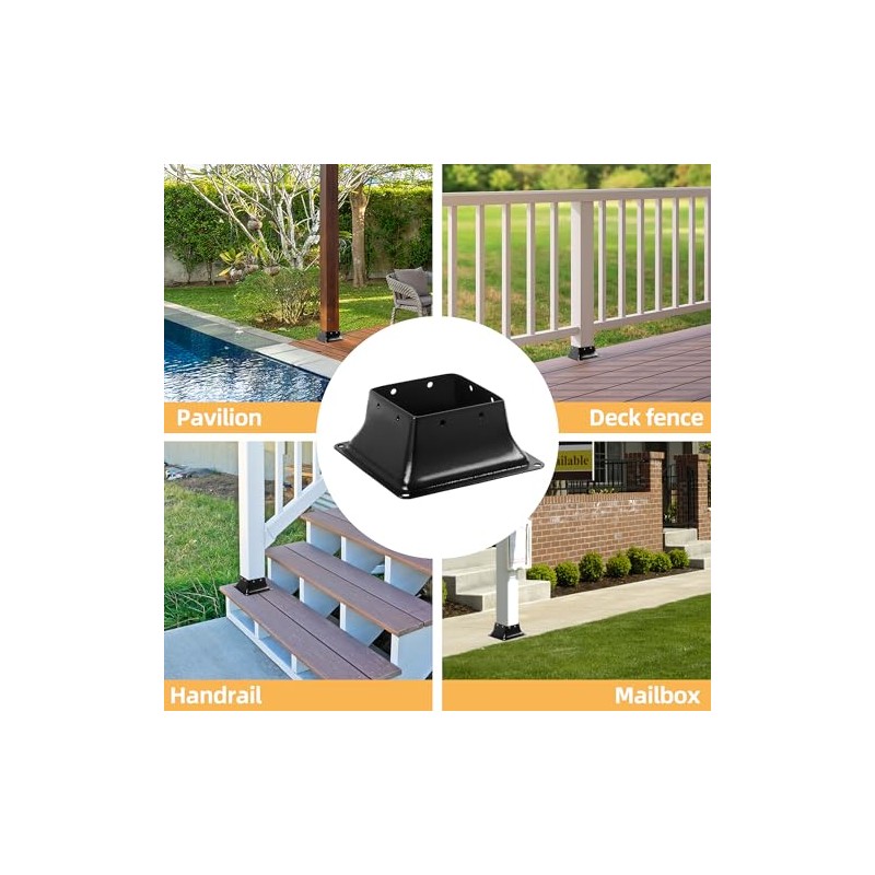 4x4 Post Base 10 Pcs, Inner Size 3.7"x3.7", Heavy Duty