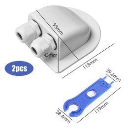 2 x Solar Cable Grommet, Waterproof Car, Solar Roof Guide, Waterproof Cable Grommet, Cable Roof Guides & 1000 V Blue Wrench for Solar System, Motorhome, Caravan, Boat