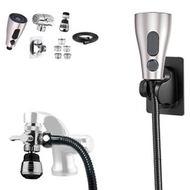 AWXYG Kitchen Faucet Hose Sprayer Attachment for Tub & Sink, Black Stainless Steel Hose, Water Saving Aerator & 3-way Diverter Valve