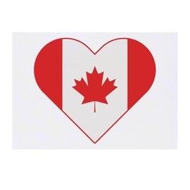 'Canada Flag Love Heart' Temporary Tattoo - Water Resistant, Skin-Safe, Non-Toxic Transfer (TO00084013)