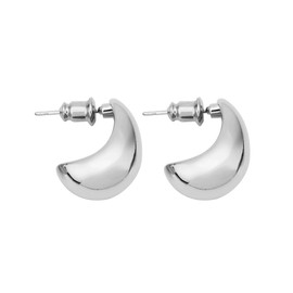 Locrccl 14K Gold Plated Chunky Gold Hoop Drop Earrings Small Thick Waterdrop Hoops Post Dome Huggie Earrings Hypoallergenic Trendy Jewelry for Women (Silver)