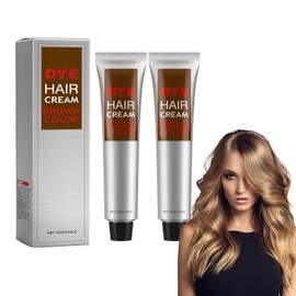 Hair Dye Cream, Natural Hair Colour Cream, Permanent Care Hair Colour, Professional Cream, Washable Natural Hair Colour Pomade, Easy to Change Colours, 2 Pieces (Brown)
