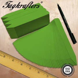 TAGKRAFTERS 6" x 5/8" Green Premium Pot Stakes with Marker - 200 Pcs - Plastic Plant Tags and Labels - Nursery Garden Tree Labels Waterproof Writeable | Made in The USA |