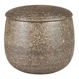 Iga Ware Ohitsu Black Persimmon Glaze with Rice Spoon, Yamahon Pottery