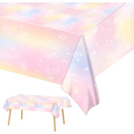 3Pieces Iridescence Tablecloths for Iridescent Party Decorations, Shiny Laser Table Cover Disposable Plastic Rectangle Holographic Foil Table Cloth for Birthday Wedding Disco Party 54" x 108"