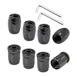 povtii 8 PCS Locking Car Tire Valve Stems Caps, Anti-Theft Auto Tire Air Cap with Rubber Seal, Wheel Tyre Stems Cover for SUV Motorcycle Bicycle Bike, Universal Car Accessories (Black)