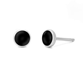 Boma Jewelry Sterling Silver Onyx Inlay Circle Stud Earrings