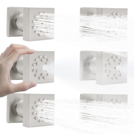 Drettyer 2-Function Shower Body Sprays Jet High Pressure Wall Mount Brass Square Showerhead Spa Massage Shower Sprayer Nozzles with Adjustable Swivel Ball(Brushed Nickel,6PCS)