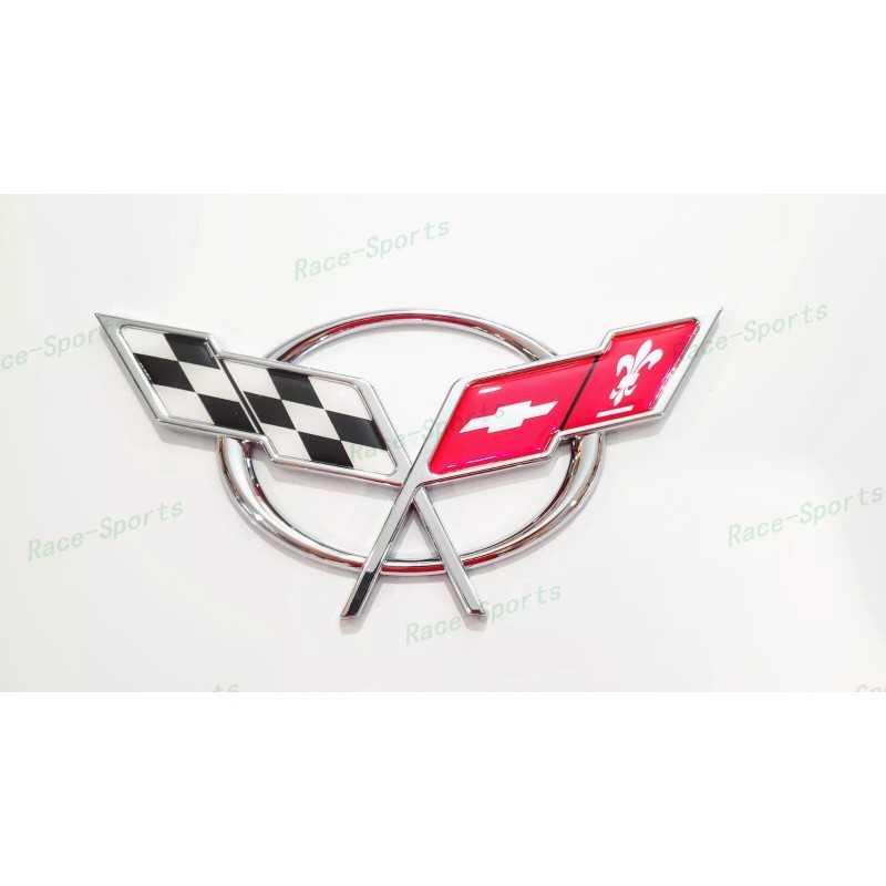 AUTO 1PC Chrome Rear Deck Lid Cross Flags Emblem Badge