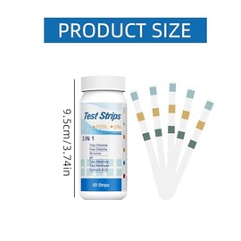 Pool Test Strips, Pool Tester Chlorine and Ph, 3-in-1 Pool Test Strips for Spa, Accurate Chemical Tester, PH, Residual Chlorine CI Total Alkalinity, Water Hardness, Water Quality Test Papers (100)