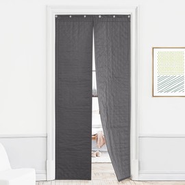 RYB HOME Magnetic Soundproof Blanket Thermal Insulating 100% Blackout Door Curtain Screen Windproof Draft Block Divider for Doorway, Glass Window, Wide 36 x Long 82 inches, Grey