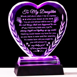 YWHL Daughter Gifts from Dad Mom, Meaningful Birthday​ Gifts for Daughter Adult with Colorful Light Base, to My Daughter Christmas Graduation Mother's Day Present Ideas
