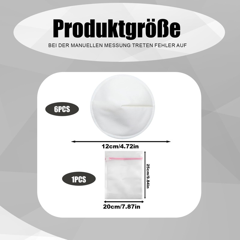 Washable Nursing Pads, Pack of 6, White, Washable Nursing Pads,