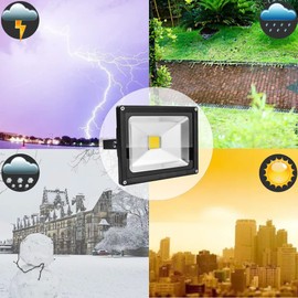 Greenmigo 3 x 10 W 20 W 30 W 50 W 100 W 150 W 200 W 300 W LED Floodlight Garden Lamp Cool White Light with Silver Grey Aluminium Housing Waterproof IP65 85-265 V