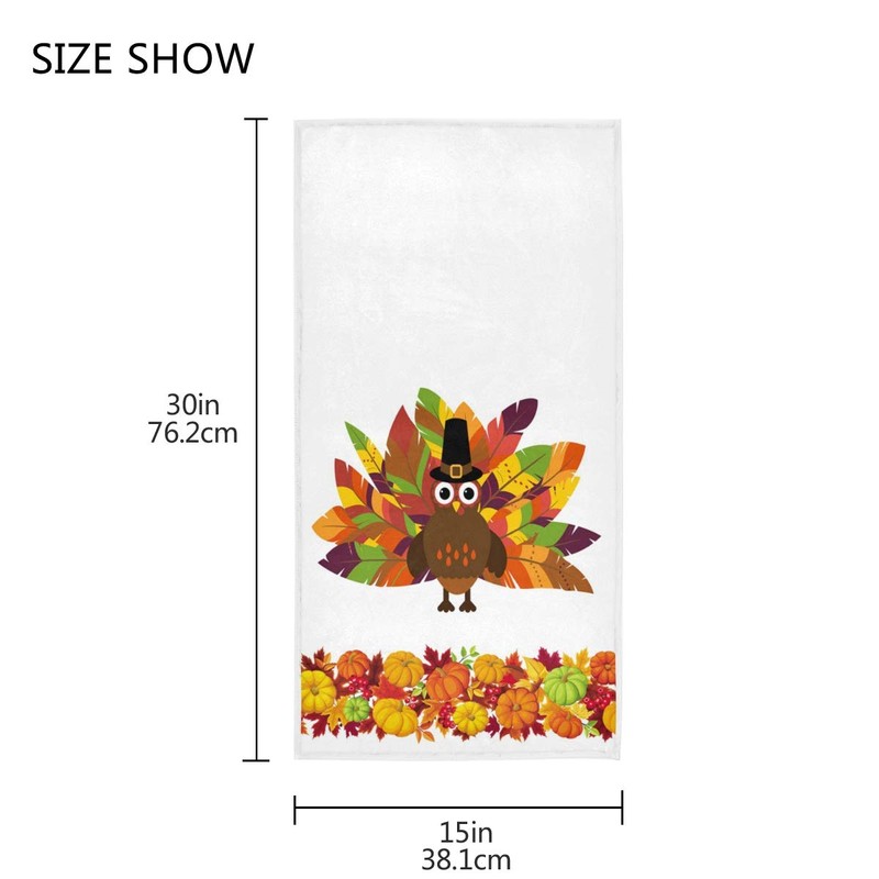 Pfrewn Thanksgiving Turkey Pumpkin Hand Towels 16x30 in Autumn Harvest