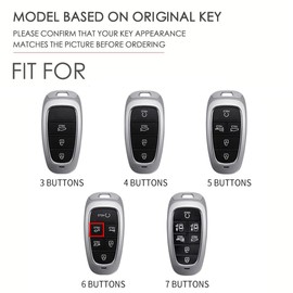 ontto luminous car key cover fit for Hyundai Ioniq 5 Staria Tucson Palisade Nexo Santa Cruze Fe Kona Sonata 2020-2024 Metal Smart Shell case key holder keyring keychain Accessories 4 buttons Silver
