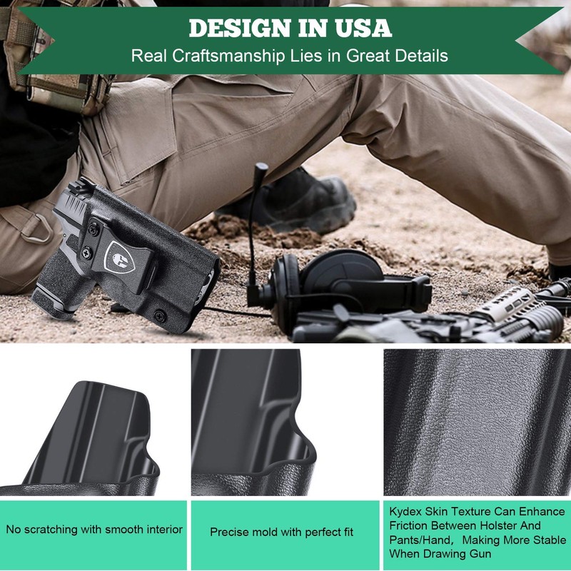 WARRIORLAND IWB KYDEX Holster, Compatible with Springfield Hellcat 3" Micro-Compact,