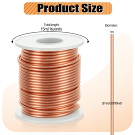 99.9% Pure Copper Wire (12 Gauge, 2MM), 50 Feet Solid Bare Copper Wire