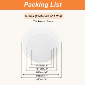 PATIKIL 4, 5, 6, 7, 8 Inch Crochet Basket Base, 5 Pcs Acrylic Round Bag Making Supplies Purse Bottoms Shaper Weaving Knitting Kit for Crochet Shoulder Bag Handbag Purse Craft