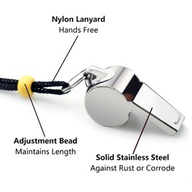 JOOTUEPO 2Pcs Stainless Steel Whistle, Metal Coach Whistle with Lanyard, Sports Referee, Loud Crisp Sound, for Outdoor Activities/Referees/Coaches/Lifeguards/Soccer