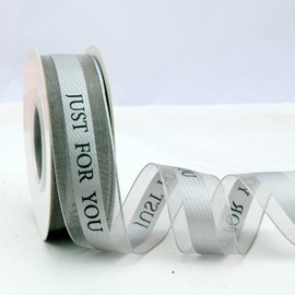 1 Inch Silver Chiffon Ribbon, Just for You Ribbon for Gift Wrapping, Holiday Party, Wedding Decorations, 22 Yards Gift Ribbon for Balloons, Sewing, and Floral DIY Decor, Mother's Day Gift Wrapping