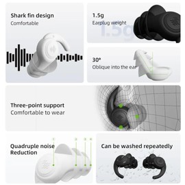 Hearing Protection Multi-Level Earplugs – Professional Mute Design with 60% Noise Reduction – Made from Safe Nano-Silica Gel – Comfortable, Washable, Reusable (Black, Medium)