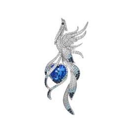 UNVAK Phoenix Brooches Phoenix Brooch Pin with Blue Heart Crystal Phoenix Jewelry Gift for Women Girls