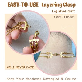 Lucky Necklace Layering Clasp Womens Jewelry Separators 18K Gold and Silver Multiple Necklace Clasp Look (1 pcs Yellow Gold)