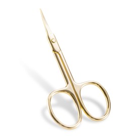 Curved Cuticle Scissors – Multi-purpose Stainless Steel Cuticle Pedicure Beauty Grooming Kit for Eyebrow, Eyelash, Trim Nail, Beard, Nose Hair, Mustache and Dry Skin (Gold)