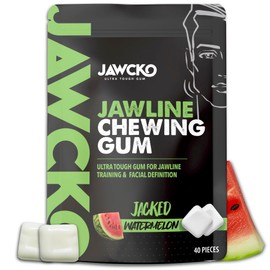 JAWCKO Ultra-Tough Jawline Chewing Gum | Get a Stronger, Squarer Jawline | Watermelon Jaw Training Hard Gum | 15X Strength | Chisel, Sculpt, Tone your Jaw | Facial Fitness Mewing Gum | 40 Pieces/Pack