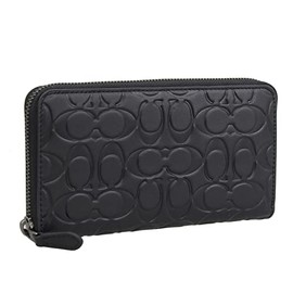 Coach CE551 Men's Long Wallet, Outlet, Round Zipper, Leather, Brand, Signature, Black