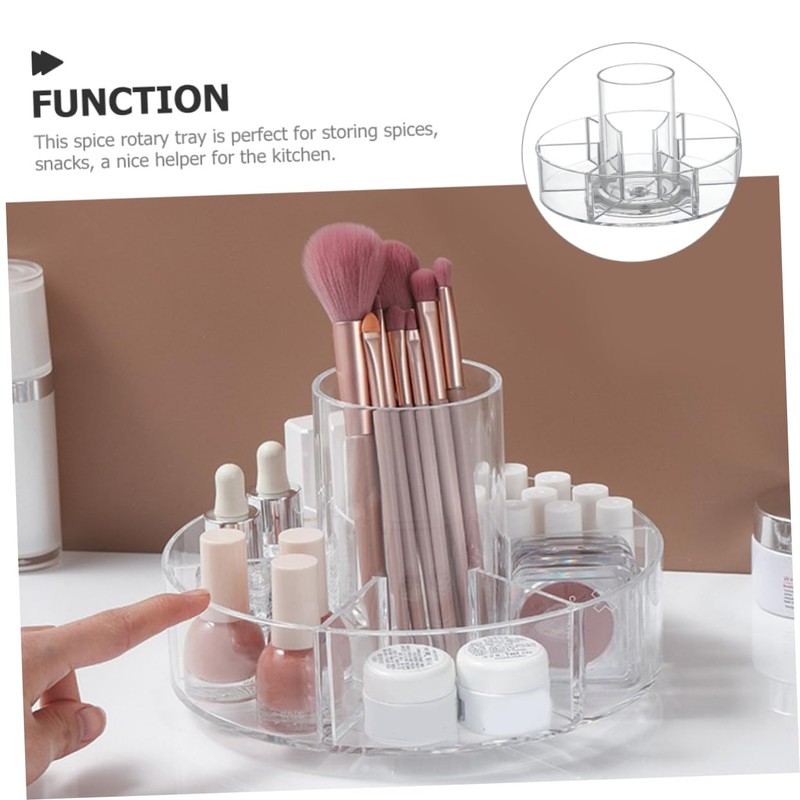 Ciieeo Rotating Makeup Organizer Divided Compartments Turntable Storage for Cosmetics