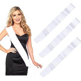 4Pcs White Blank Plain Satin Sash DIY Silk Sash for Birthday Wedding Hen Party DIY Supplies