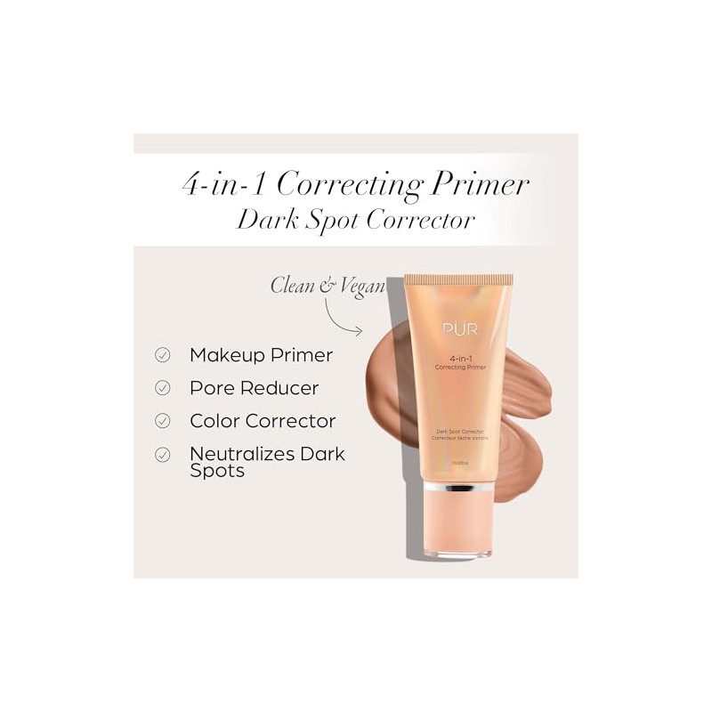 PÜR Prebase correctora 4 en 1, Corrector de manchas oscuras