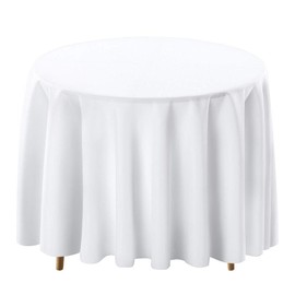 Surmente Tablecloth 90 Inch Round Polyester Table Cloth for Weddings, Banquets, or Restaurants (White) …