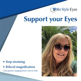 In Style Eyes Just Chillin' Aviator Bifocal Sunglasses - Classic Wired Metal Frame Reading Sunglasses - Gradient Tint Lens - Gold - 3.25x