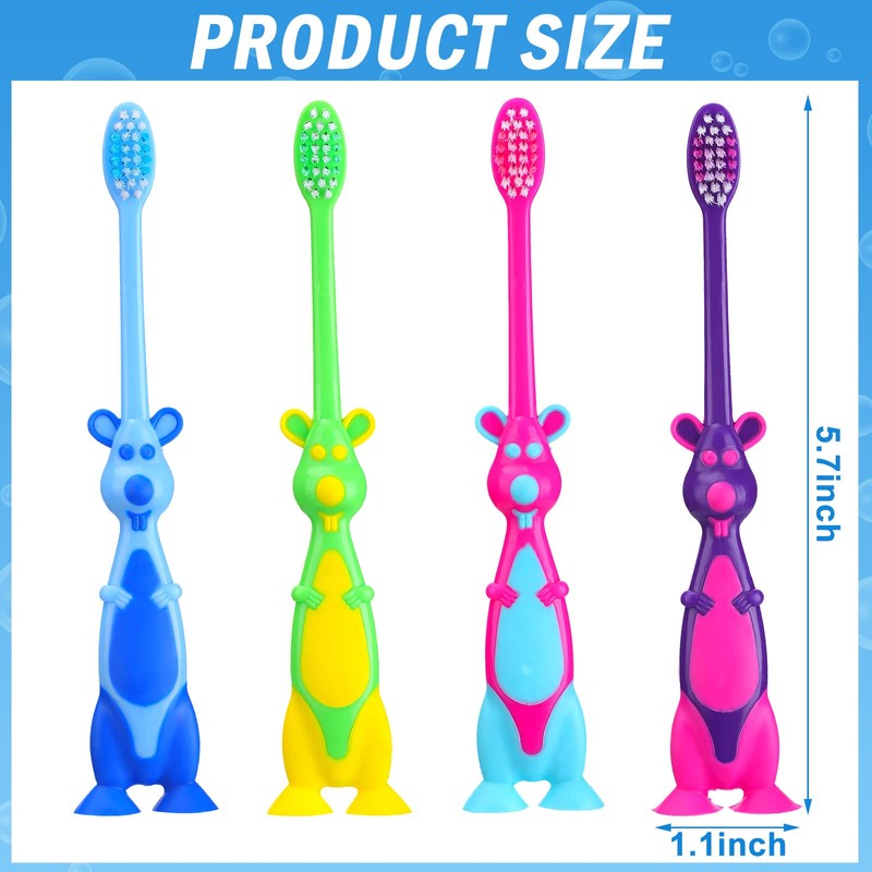 Gerrii Kids Toothbrushes Bulk Soft Lovely Little Kangaroo with Covers