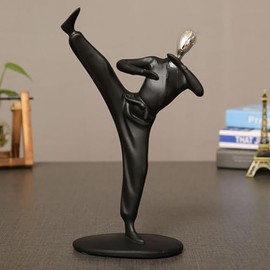 Resin Sports Figure Statues - Modern Abstract Athlete Sculptures for Home, Office Desk, Shelf Decor - Golf, Baseball Player Figurines - Durable Collectible Art Decorations (Kung Fu)