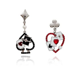 QLUYCKW Bohemian Funny Red-Black Playing Card Earrings for Women Unique Asymmetric Long Poker hearts and spades A Ace Playing Cards Dangle Drop Stud Earrings Charms Fashion Leisure Casino Games Style Hip Hop Jewellery Earring for Party Gifts (Black Red)