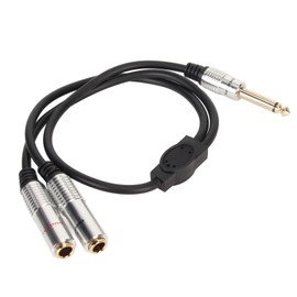 6.35mm 1/4 Inch Mono Male to Dual Female Jack Cable, 19.7in Aluminum Alloy Shell 6.35mm Stereo Splitter Y Cable, for Amplifiers, Mixers, Speakers, Guitars