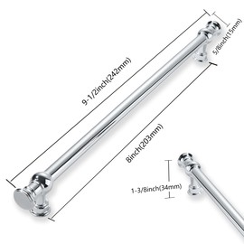 ZAUYX 10-Pack 8inch(203mm) Hole Center Polished Chrome Cabinet Pulls Solid Heavy Duty Kitchen Cabinet Hardware for Cupboard Drawer Pulls Cabinet Handle